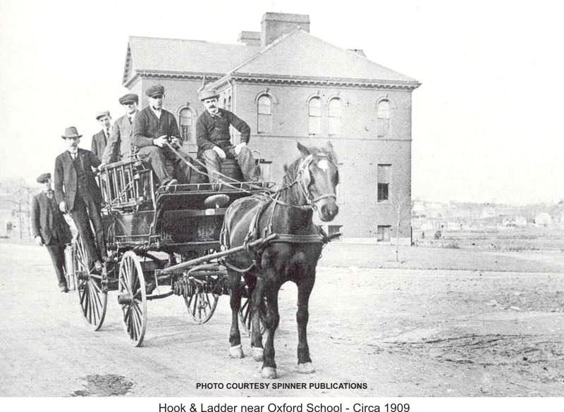 Hook and Ladder near Oxford School - circa 1909