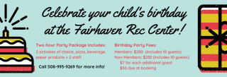 Fairhaven Rec Birthday Party Rentals