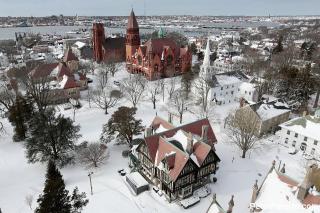 Center of Fairhaven covered in snow