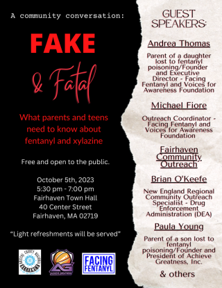 Fentanyl Awareness Night - Oct. 5 - 5:30pm -7pm at Town Hall