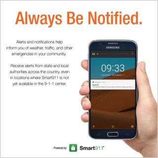 Always Be Notified document with cell phone showing an alert.