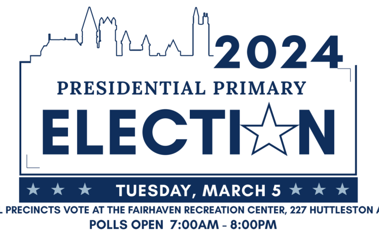Tuesday March 5 - Presidential Primary Election - Polls Open 7am -8pm 